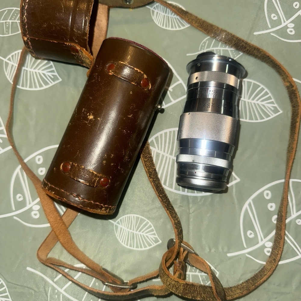 Canon Silver‎ and Brown Camera Lens with Case